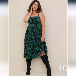 Torrid Midi Floral Velvet Skater Dress